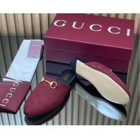 Shop Cheap Gucci GG Canvas Flat Mules with Horsebit Ancora Red 2025 849565