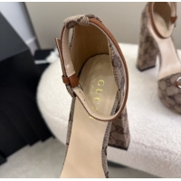 Best Price Gucci GG Canvas Platform Sandals with Horsebit Beige 2025 GG082806