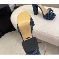 Perfect Gucci GG Denim Platform Sandals with Horsebit Blue 2025 GG082806