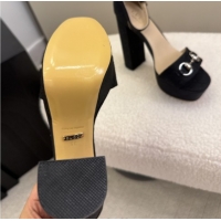 Top Grade Gucci GG Canvas Platform Sandals with Horsebit Black 2025 GG082806