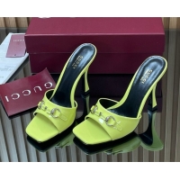 Best Product Gucci Patent Leather Heel Slides Sandal 9.5cm with Horsebit Acid Green 832468