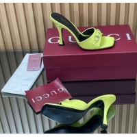 Best Product Gucci Patent Leather Heel Slides Sandal 9.5cm with Horsebit Acid Green 832468
