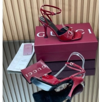 Unique Style Gucci Patent Leather Heel Sandals 9.5cm with Horsebit Ancora Red 2025 832468