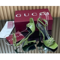 Shop Cheap Gucci Patent Leather Heel Sandals 9.5cm with Horsebit Green2 2025 832468