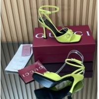 Good Product Gucci Patent Leather Heel Sandals 9.5cm with Horsebit Acid Green 2025 832468