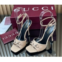 Best Price Gucci Patent Leather Heel Sandals 9.5cm with Horsebit Nude 2025 832468