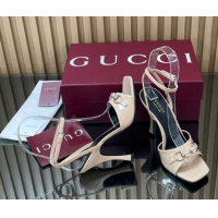 Best Price Gucci Patent Leather Heel Sandals 9.5cm with Horsebit Nude 2025 832468