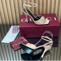 Shop Duplicate Gucci Patent Leather Heel Sandals 9.5cm with Horsebit Nude 2025 832468