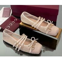 Sumptuous Gucci Mesh Ballet Flats with Horsebit Nude 835077
