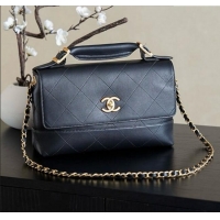 Famous Brand Chanel Lambskin Large Flap Bag With Top Handle AS5637 Black 2025