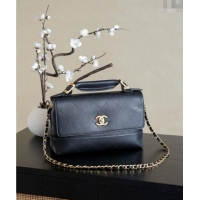 Famous Brand Chanel Lambskin Large Flap Bag With Top Handle AS5637 Black 2025