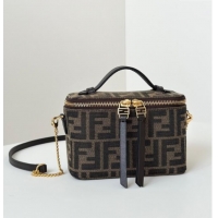 Inexpensive Fendi Vanity Mini Bag in Tobacco brown FF jacquard fabric 8686A 2025