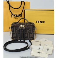 Inexpensive Fendi Vanity Mini Bag in Tobacco brown FF jacquard fabric 8686A 2025