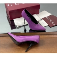 Shop Duplicate Gucci V Pumps 10.5cm in Patent Leather Purple 2025 GG082801