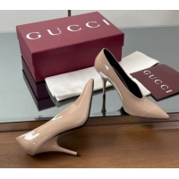 Purchase Gucci V Pumps 10.5cm in Patent Leather Nude 2025 GG082801