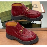 Best Product Gucci Horsebit Ankle Boots 4.5cm in GG Leather Red 2025 764206