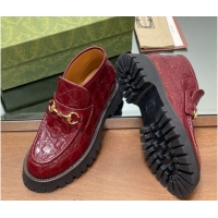 Best Product Gucci Horsebit Ankle Boots 4.5cm in GG Leather Red 2025 764206