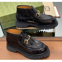 Best Grade Gucci Horsebit Ankle Boots 4.5cm in GG Leather Black 2025 764206