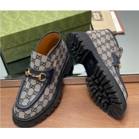 Comfortable Gucci Horsebit Ankle Boots 4.5cm in GG Canvas Grey 2025 764206