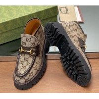 Good Product Gucci Horsebit Ankle Boots 4.5cm in GG Canvas Beige 2025 764206