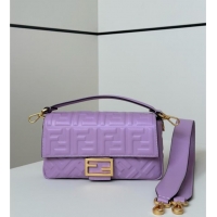 Promotional Fendi Baguette Medium Nappa Leather Bag 0135M Purple 2025