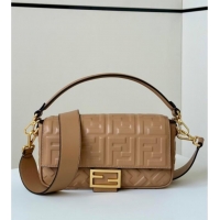Discount Fendi Baguette Medium Nappa Leather Bag 0135M Dark Beige 2025