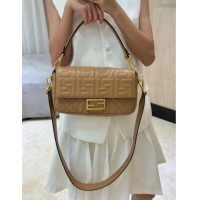 Discount Fendi Baguette Medium Nappa Leather Bag 0135M Dark Beige 2025