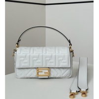 New Design Fendi Baguette Medium Nappa Leather Bag 0135M White 2025