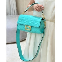 Unique Grade Fendi Baguette Medium Nappa Leather Bag 0135M Bright Blue 2025
