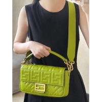 Inexpensive Fendi Baguette Medium Nappa Leather Bag 0135M Acid Green 2025