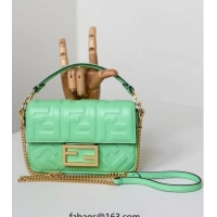 Inexpensive Fendi Baguette Mini Nappa Leather Bag 0135S Light Green 2025