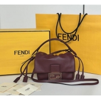Best Quality Fendi Mamma Baguette Small Bag in Nappa Leather 8677S Dark Burgundy 2025