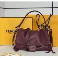 Famous Brand Fendi Mamma Baguette Large Bag in Nappa Leather 8677L Dark Burgundy 2025