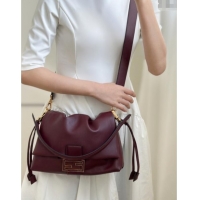 Famous Brand Fendi Mamma Baguette Medium Bag in Nappa Leather 8677M Dark Burgundy 2025