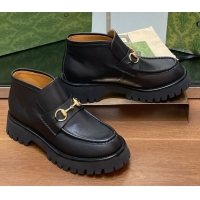 Charming Gucci Horsebit Ankle Boots 4.5cm in Shiny Leather Black 2025 764206