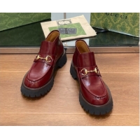Expensive Gucci Horsebit Ankle Boots 4.5cm in Shiny Leather Red 2025 764206