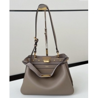 Inexpensive Fendi Peekaboo Soft Small Bag in Leather 80175 Dark Grey 2025