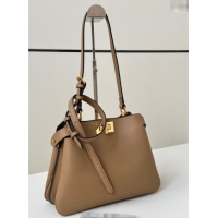 Luxury Cheap Fendi Peekaboo Soft Small Bag in Leather 80175 Beige 2025