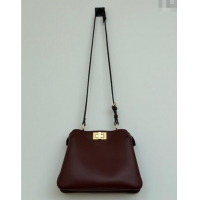 Best Product Fendi Peekaboo Soft Small Bag in Leather 80175 Dark Burgundy 2025