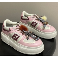 Low Cost Fendi Match Platform Sneakers 5cm in Leather and Charm Pink 0822109