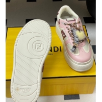 Low Cost Fendi Match Platform Sneakers 5cm in Leather and Charm Pink 0822109