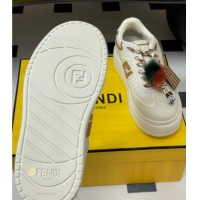 Luxurious Fendi Match Platform Sneakers 5cm in Leather and Charm White 0822110