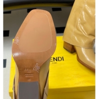 Good Looking Fendi Show Heel Ankle Boots 7cm in Crinkled Leather Yellow 0822116
