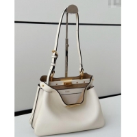 Good Taste Fendi Peekaboo Soft Small Bag in Leather 80175 White 2025