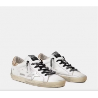 Best Quality Golden Goose Womens Leather Super-Star With Glittery Heel Tab G84123 White
