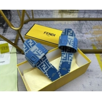 Most Popular Fendi Sunshine Flat Slides Sandal in Striped Denim-effect Jacquard Blue 0822129
