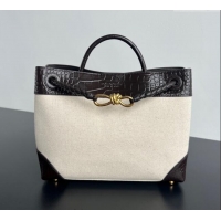 Promotional Bottega Veneta Medium Andiamo Top Handle Bag in Crocodile Embossed Leather and Canvas 743572 Fondant Brown 2