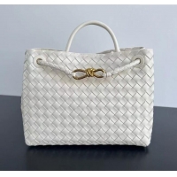 New Design Bottega Veneta Medium Andiamo Top Handle Bag in Intrecciato Leather 743572 Sea Salt 2025