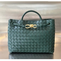Cheap Design Bottega Veneta Medium Andiamo Top Handle Bag in Intrecciato Leather 743572 Emerald Green 2025