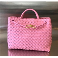 New Design Bottega Veneta Medium Andiamo Top Handle Bag in Intrecciato Leather 743572 Pink 2025
